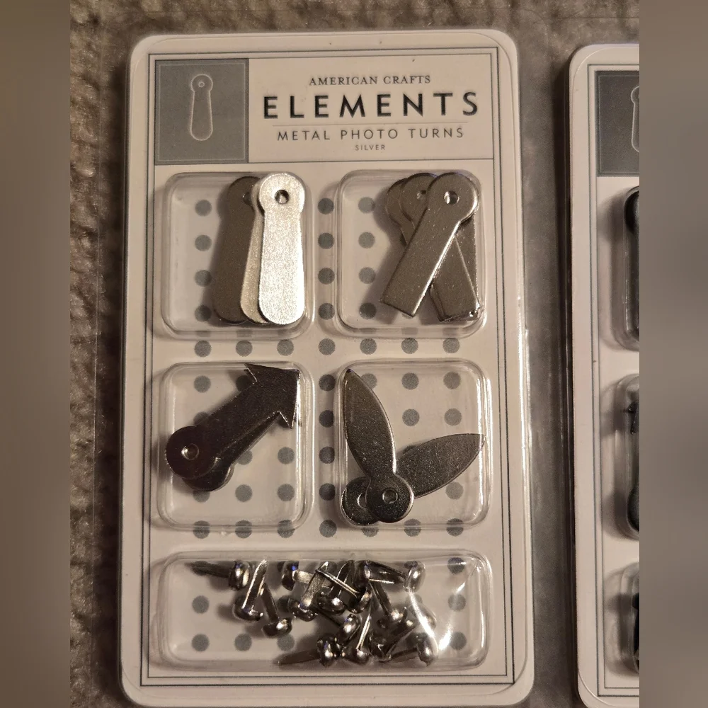 Assorted Metal Brads and Photo Turns Bundle Of 7 Packs Paper Crafts